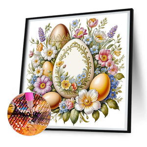 Easter Eggs Among Flowers 30*30CM (canvas) Full Round Drill Diamond Painting