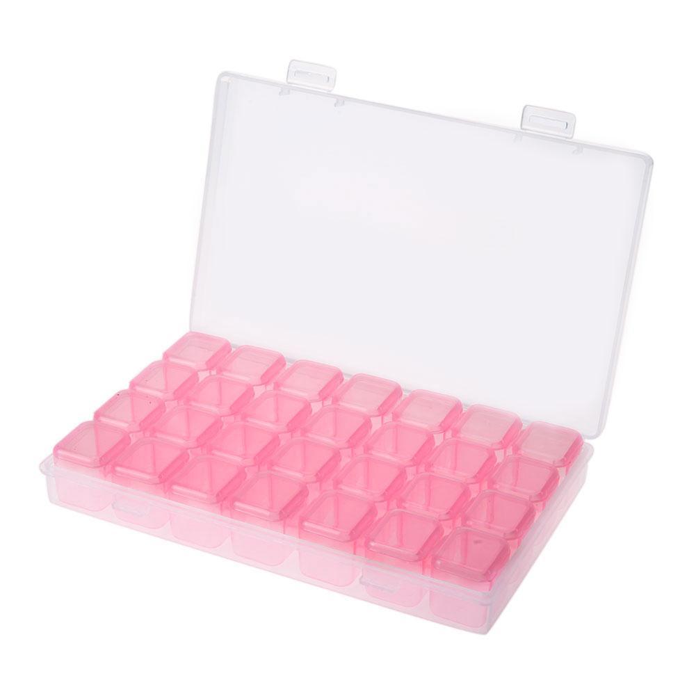 1pc 28-Grid Plastic Nail Art Storage Box,Rhinestone Organizer, Transparent  Jewelry Holder Case For Storage