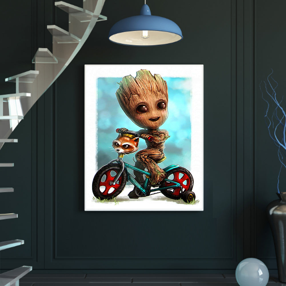 5D Diamond Painting Groot on a Bicycle Kit