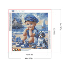 Load image into Gallery viewer, Little Boy And Dog At The Beach 40*40CM (canvas) Full Round Drill Diamond Painting
