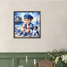 Load image into Gallery viewer, Little Boy And Dog At The Beach 40*40CM (canvas) Full Round Drill Diamond Painting
