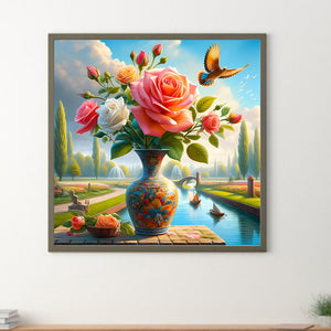 Vase Bouquet 40*40CM (canvas) Full Round Drill Diamond Painting