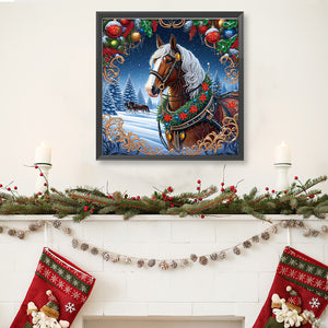 Christmas Horse 40*40CM (canvas) Special Shaped Drill Diamond Painting