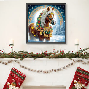 Christmas Horse 40*40CM (canvas) Special Shaped Drill Diamond Painting