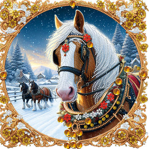 Christmas Horse 40*40CM (canvas) Special Shaped Drill Diamond Painting