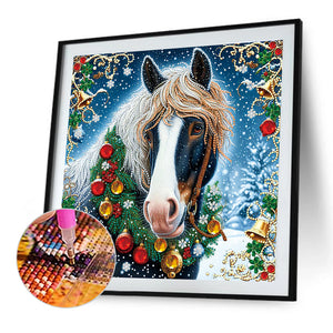 Christmas Horse 40*40CM (canvas) Special Shaped Drill Diamond Painting