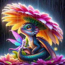 Load image into Gallery viewer, The Little Dragon And The Elf Under The Flower Umbrella 40*40CM (canvas) Full Round Drill Diamond Painting
