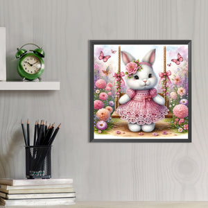 Rabbit On The Swing 30*30CM (canvas) Full AB Round Drill Diamond Painting