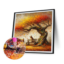 Load image into Gallery viewer, Dog And Family Under The Big Tree In Autumn 40*40CM (canvas) Full Round Drill Diamond Painting
