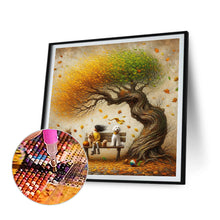 Load image into Gallery viewer, Dog And Family Under The Big Tree In Autumn 40*40CM (canvas) Full Round Drill Diamond Painting
