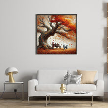 Load image into Gallery viewer, Dog And Family Under The Big Tree In Autumn 40*40CM (canvas) Full Round Drill Diamond Painting
