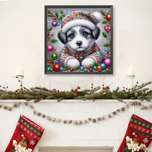 Christmas Dog 40*40CM (canvas) Full Round Drill Diamond Painting