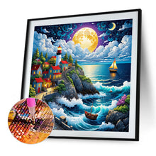 Load image into Gallery viewer, Seaside Town At Night 50*50CM (canvas) Full Round Drill Diamond Painting
