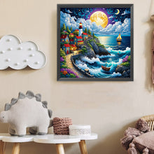 Load image into Gallery viewer, Seaside Town At Night 50*50CM (canvas) Full Round Drill Diamond Painting
