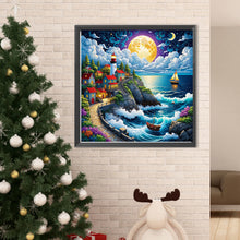 Load image into Gallery viewer, Seaside Town At Night 50*50CM (canvas) Full Round Drill Diamond Painting
