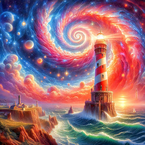 Seaside Lighthouse 50*50CM (canvas) Full Round Drill Diamond Painting