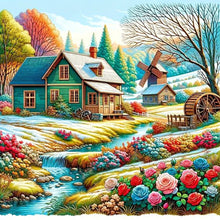 Load image into Gallery viewer, River Flowers House 40*40CM (canvas) Full Round Drill Diamond Painting
