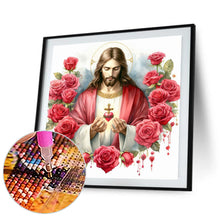 Load image into Gallery viewer, Love Red Rose Jesus 40*40CM (canvas) Full Round Drill Diamond Painting
