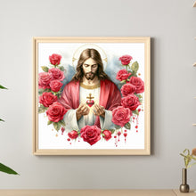 Load image into Gallery viewer, Love Red Rose Jesus 40*40CM (canvas) Full Round Drill Diamond Painting
