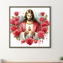 Load image into Gallery viewer, Love Red Rose Jesus 40*40CM (canvas) Full Round Drill Diamond Painting
