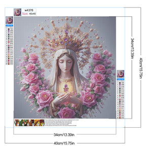 Virgin And Rose 40*40CM (canvas) Full Round Drill Diamond Painting