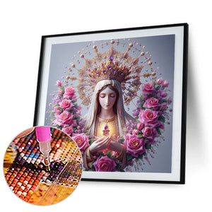 Virgin And Rose 40*40CM (canvas) Full Round Drill Diamond Painting