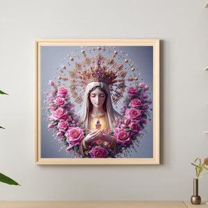 Virgin And Rose 40*40CM (canvas) Full Round Drill Diamond Painting