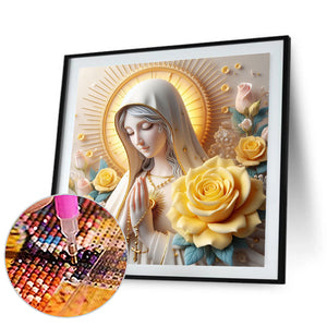 Yellow Rose And Virgin 40*40CM (canvas) Full Round Drill Diamond Painting