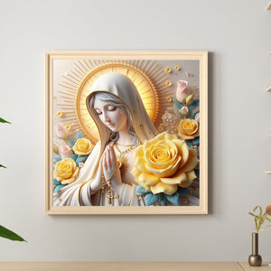 Yellow Rose And Virgin 40*40CM (canvas) Full Round Drill Diamond Painting