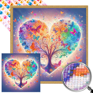 Butterfly Love Tree 40*40CM (canvas) Full AB Round Drill Diamond Painting