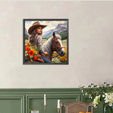 Load image into Gallery viewer, Cowgirl Riding Horse 40*40CM (canvas) Full Round Drill Diamond Painting
