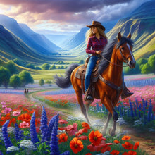 Load image into Gallery viewer, Horseback Riding To See The Sea Of Flowers 40*40CM (canvas) Full Round Drill Diamond Painting
