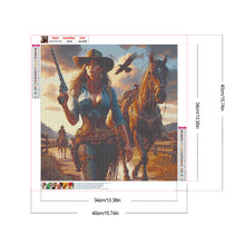 Load image into Gallery viewer, Cowboy Cool Girl And Horse 40*40CM (canvas) Full Round Drill Diamond Painting
