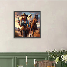 Load image into Gallery viewer, Cowboy Cool Girl And Horse 40*40CM (canvas) Full Round Drill Diamond Painting
