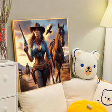 Load image into Gallery viewer, Cowboy Cool Girl And Horse 40*40CM (canvas) Full Round Drill Diamond Painting
