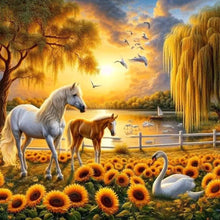 Load image into Gallery viewer, Horse In Sunflower Field 40*40CM (canvas) Full Round Drill Diamond Painting
