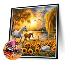 Load image into Gallery viewer, Horse In Sunflower Field 40*40CM (canvas) Full Round Drill Diamond Painting
