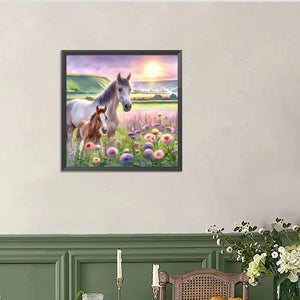 Horses On The Prairie 40*40CM (canvas) Full Round Drill Diamond Painting