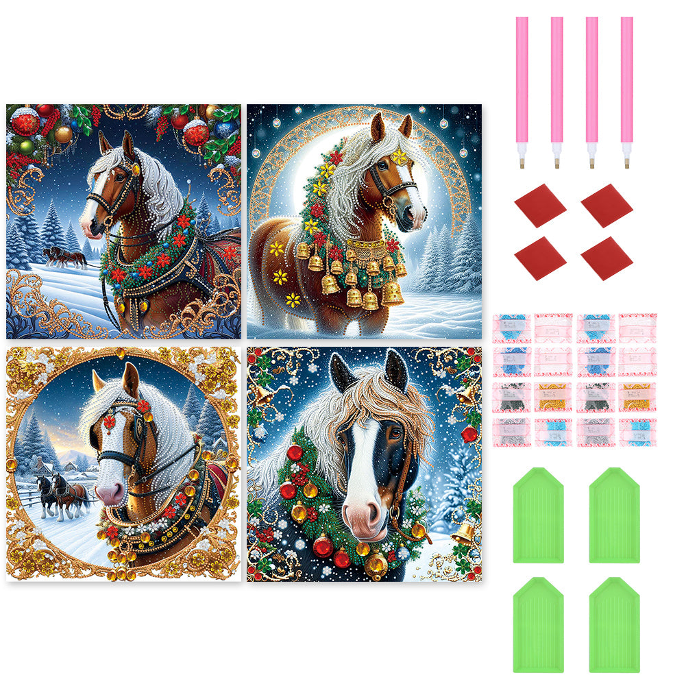 Christmas Horse 40*40CM (canvas) Special Shaped Drill Diamond Painting