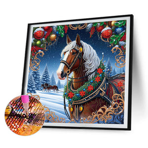 Christmas Horse 40*40CM (canvas) Special Shaped Drill Diamond Painting