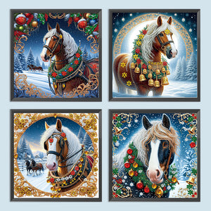 Christmas Horse 40*40CM (canvas) Special Shaped Drill Diamond Painting