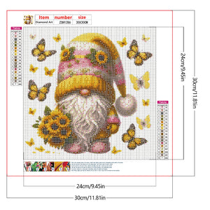 Sunflower Gnome 30*30CM (canvas) Full Round Drill Diamond Painting