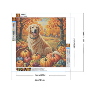 Autumn Dogs 40*40CM (canvas) Full Round Drill Diamond Painting