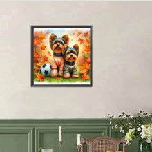 Load image into Gallery viewer, Yorkshire Terrier Dog In Autumn 40*40CM (canvas) Full Round Drill Diamond Painting
