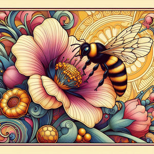 Flowers And Honey Bees 30*30CM (canvas) Full Round Drill Diamond Painting