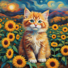 Load image into Gallery viewer, Sunflower Orange Cat 30*30CM (canvas) Full Round Drill Diamond Painting
