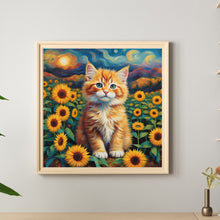 Load image into Gallery viewer, Sunflower Orange Cat 30*30CM (canvas) Full Round Drill Diamond Painting
