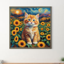 Load image into Gallery viewer, Sunflower Orange Cat 30*30CM (canvas) Full Round Drill Diamond Painting
