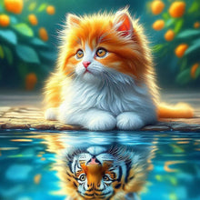 Load image into Gallery viewer, Orange Cat Reflection Tiger 30*30CM (canvas) Full Round Drill Diamond Painting
