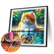 Load image into Gallery viewer, Orange Cat Reflection Tiger 30*30CM (canvas) Full Round Drill Diamond Painting
